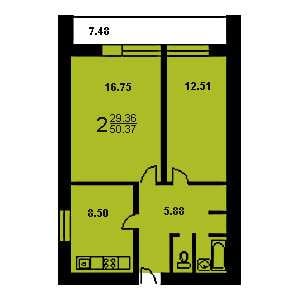 Дом И-700А планировка двухкомнатной квартиры