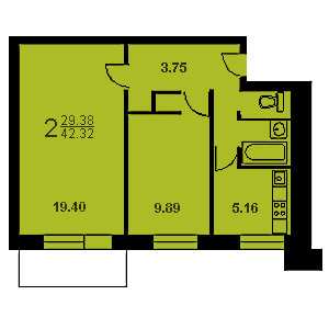 Дом II-29 планировка двухкомнатной квартиры 5
