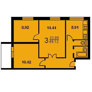 Дом II-49 планировка трехкомнатной квартиры 2