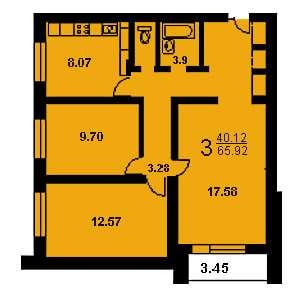 Дом П-42 планировка трехкомнатной квартиры